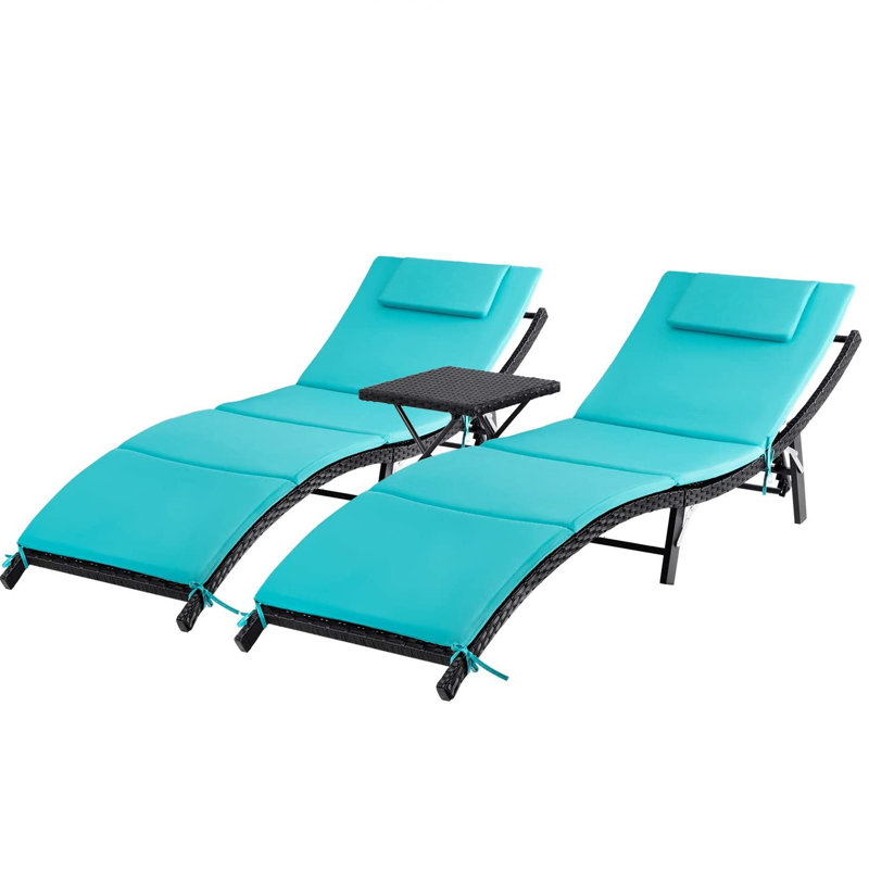 Red Barrel Studio® Outdoor Wicker Chaise Lounge with Table & Reviews